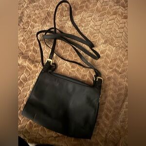 DKNYC Black Crossbody Bag with Gold Accents